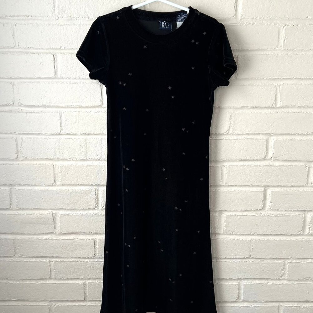 Girls Velvet Long Black Dress | GAP | XS